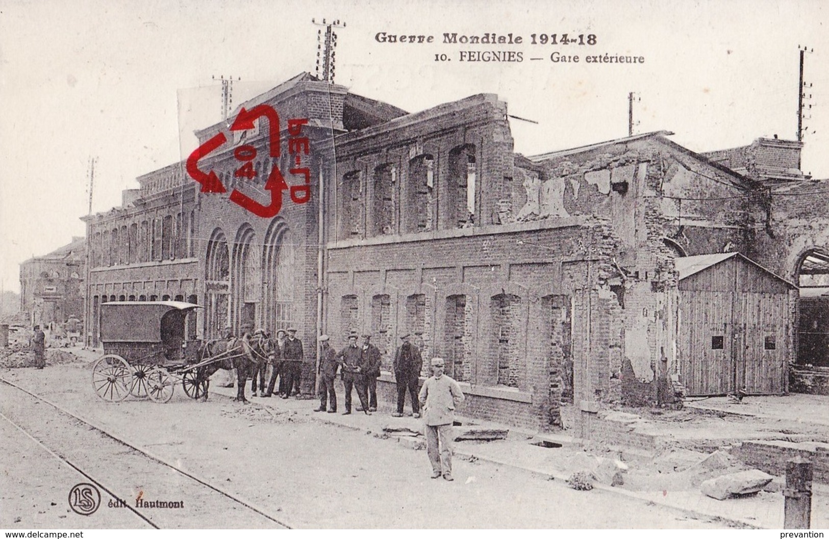 FEIGNIES - Gare Extérieure - Guerre Mondiale 1914-18 - Carte Animée - Feignies