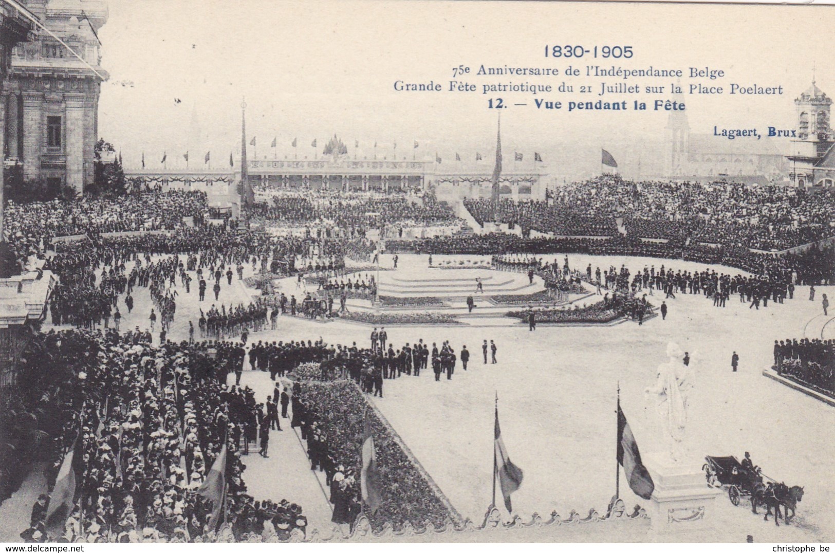 Bruxelles, 75e Anniversaire De L'indépendance Belge, Grande Fête Patriotique Du 21 Juillet Place Poelaert  (pk68077) - Feesten En Evenementen