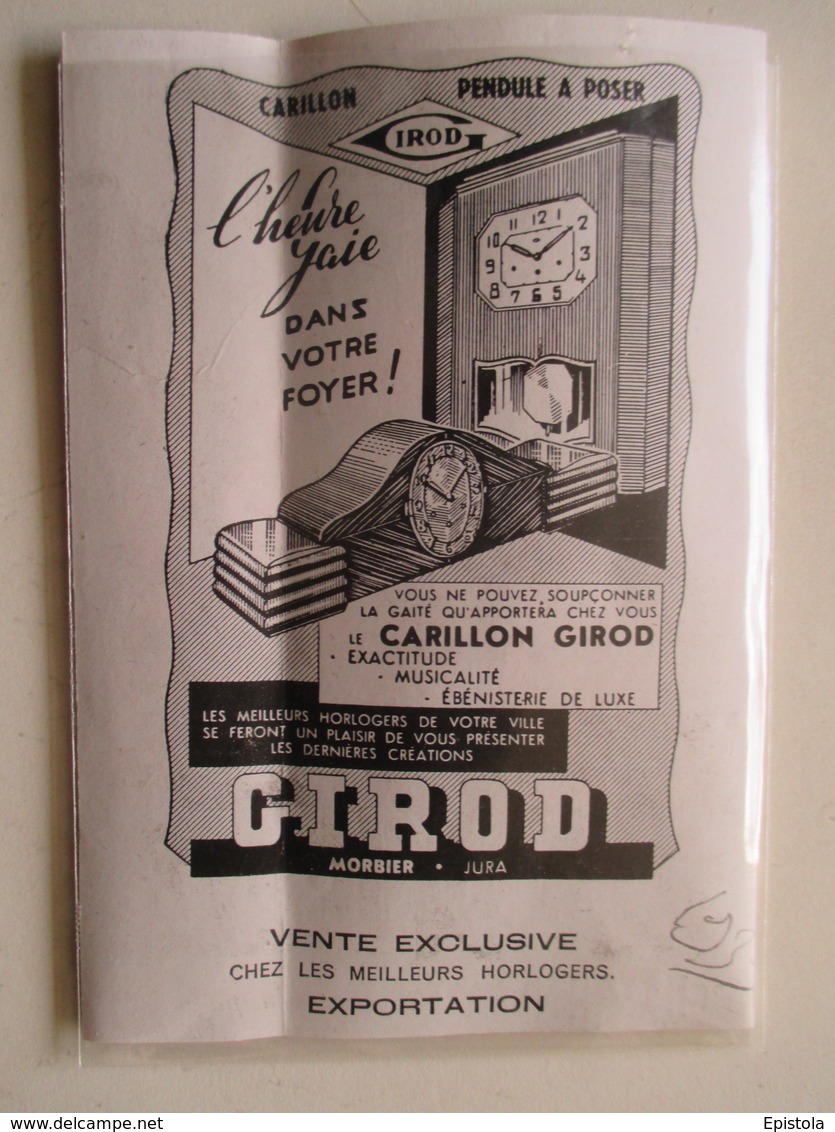 Morbier (Jura)  Carillon Pendule "GIROD"     - Coupure De Presse De 1939 - Wanduhren