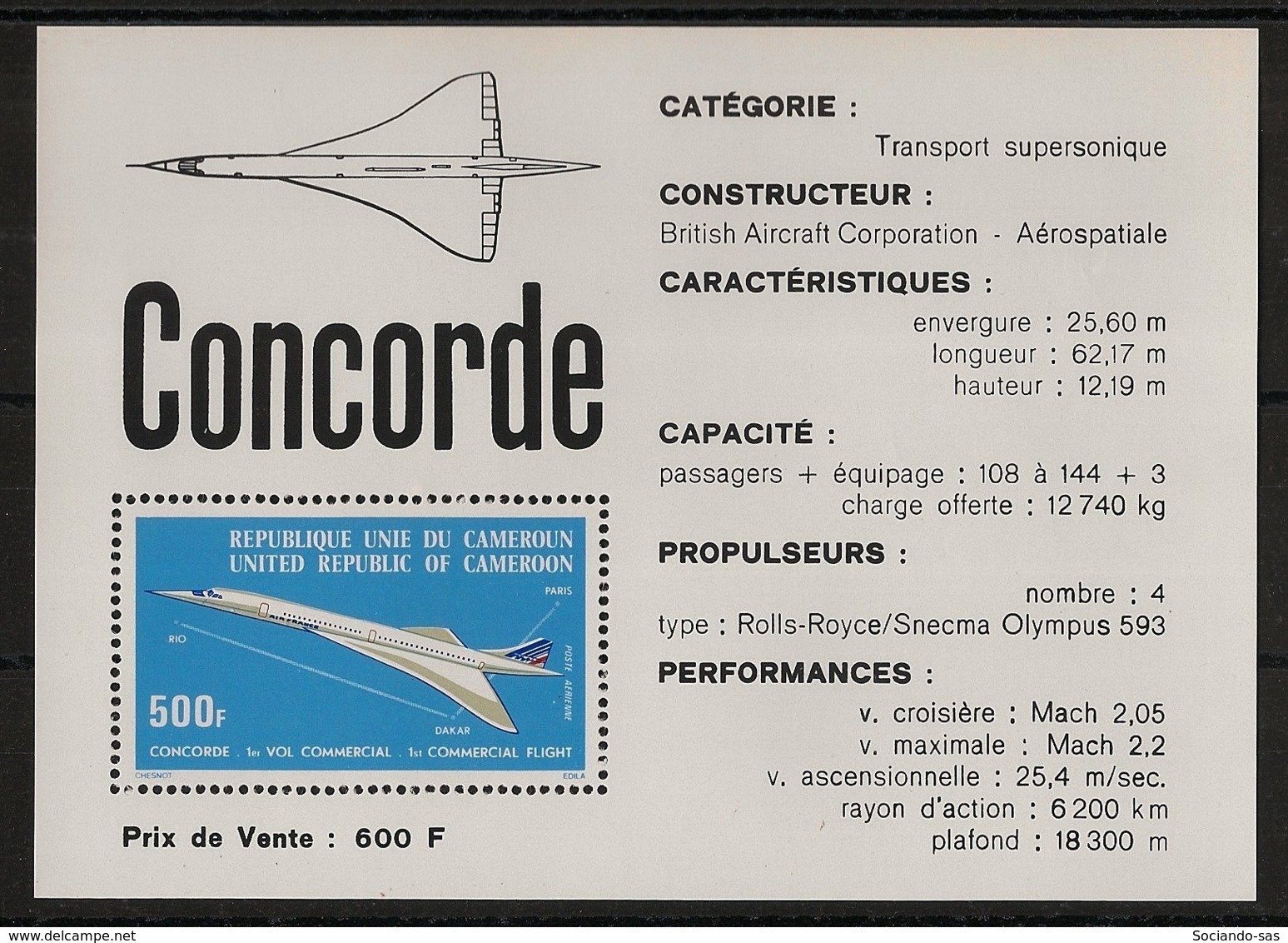 Cameroun - 1976 - Bloc Feuillet BF N°Yv. 9 - Concorde - Neuf Luxe ** / MNH / Postfrisch - Concorde