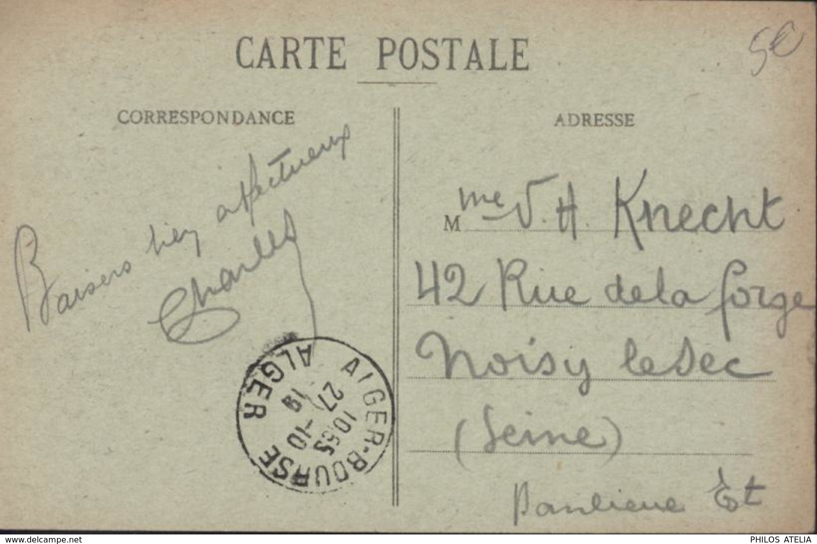 CPA Algérie Hussein Dey Le Marché 9 Collection Idéale PS P.S.CAD Alger Bourse 27 10 1919 - Autres & Non Classés