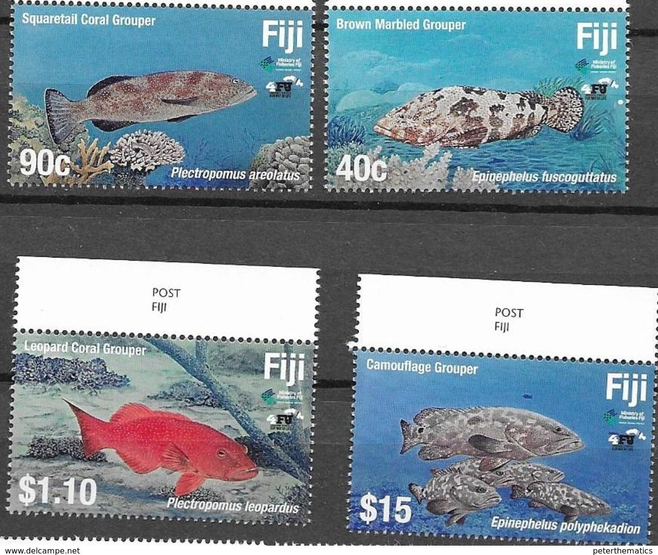 FIJI, 2019, MNH, FISH, GROUPERS, 4v - Vissen