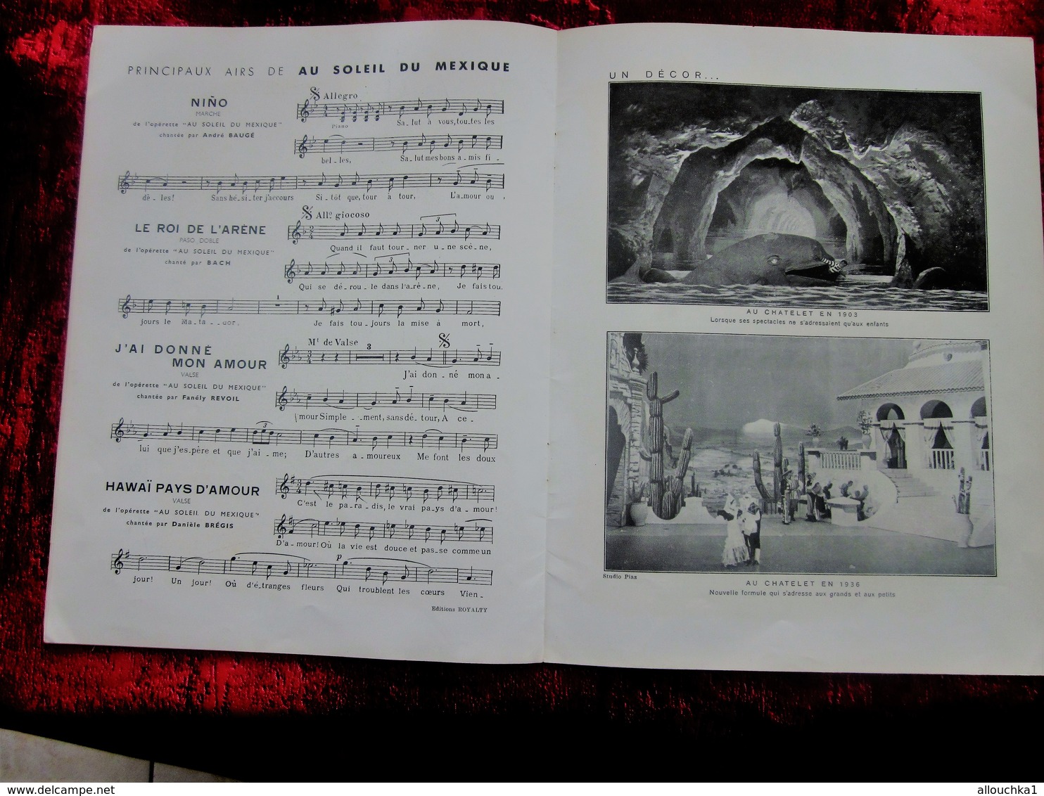 1935 PROGRAMME DU THÉÂTRE IMPÉRIAL DU CHÂTELET " AU SOLEIL DU MEXIQUE " ou le " CAUCHEMAR DE BACH "-Avec PARTITION