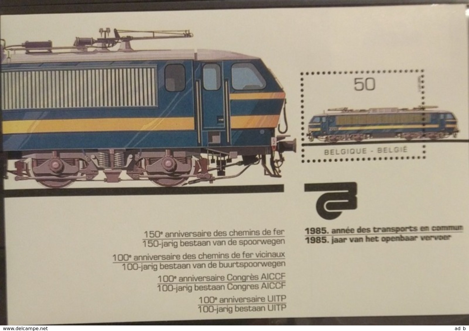 Belgium 1985. 150th Anniversary Of Railways. Miniature Sheet. MNH - Trains