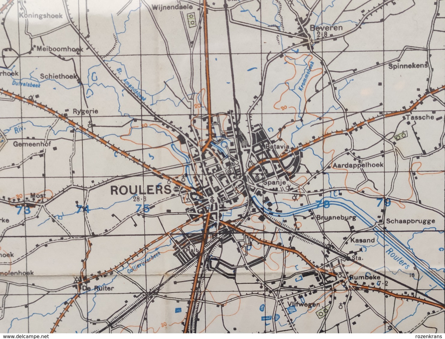 Militaire En Topografische Kaart UK War Office 1943 World War 2 WW2 Ieper Ypres Roeselare Zonnebeke Passendale Langemark - Topographical Maps