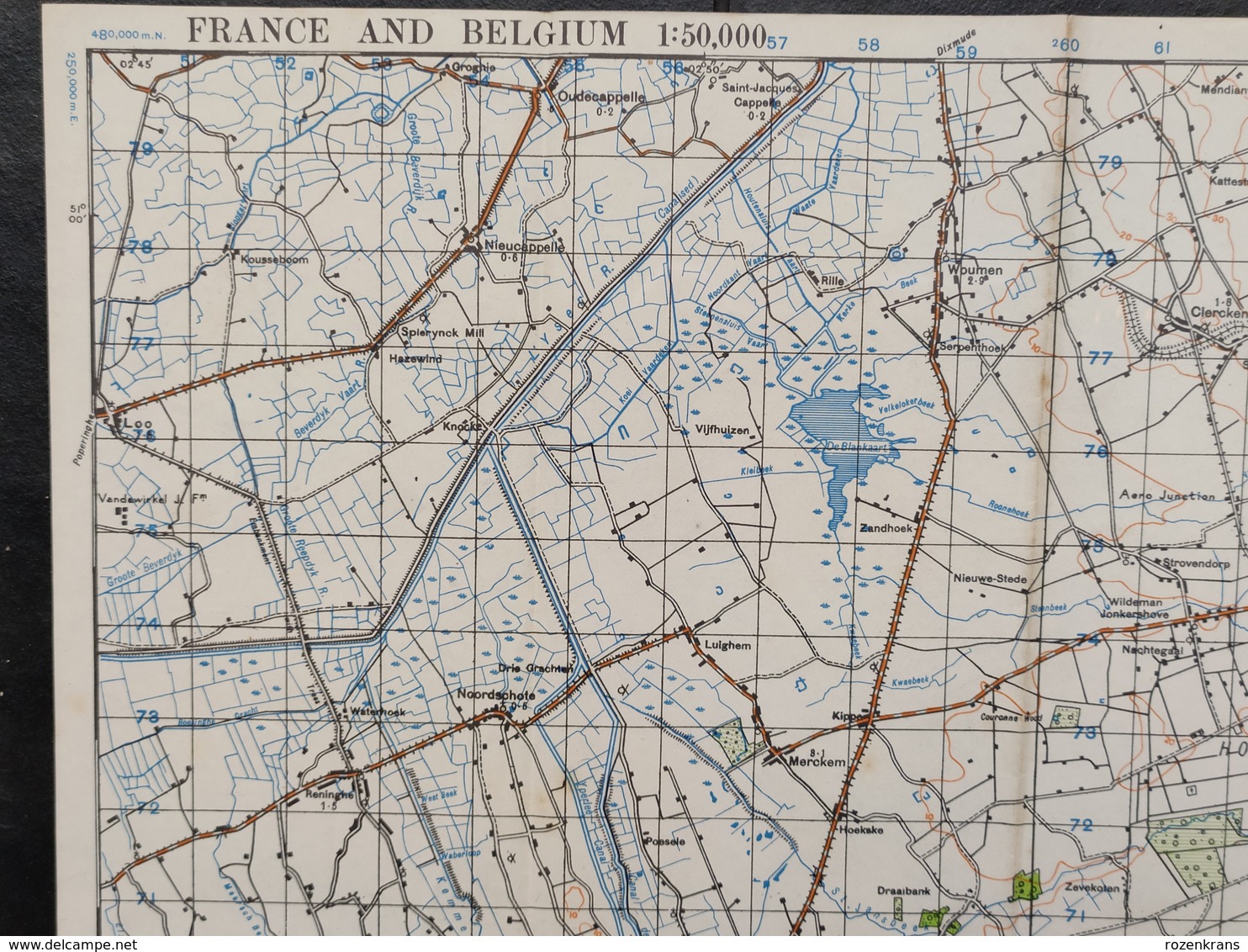 Militaire En Topografische Kaart UK War Office 1943 World War 2 WW2 Ieper Ypres Roeselare Zonnebeke Passendale Langemark - Topographische Karten