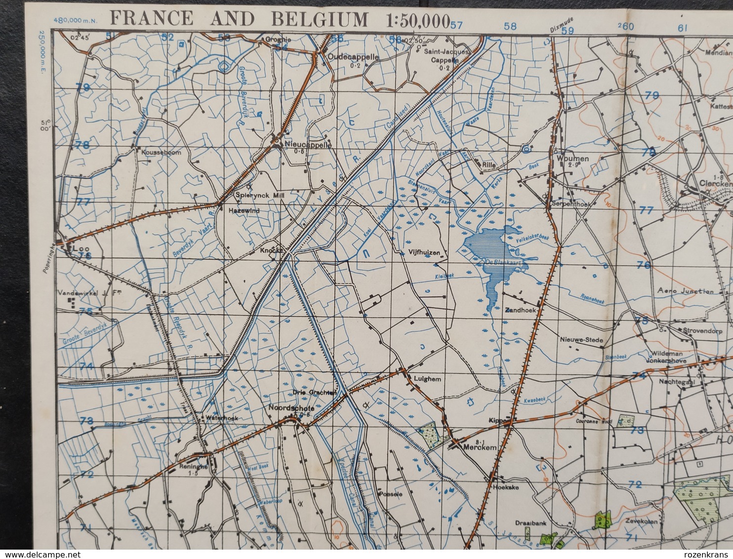 Militaire En Topografische Kaart UK War Office 1943 World War 2 WW2 Ieper Ypres Roeselare Zonnebeke Passendale Langemark - Mapas Topográficas