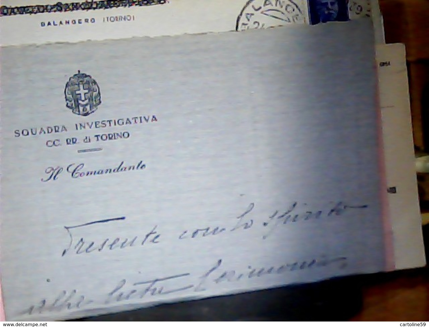 LETTERE DEI CC SQUADRA  INVESTIGATIVA CARABINIERI  IL COMANDANTE  TORINO 1931  HK4886 - Manoscritti