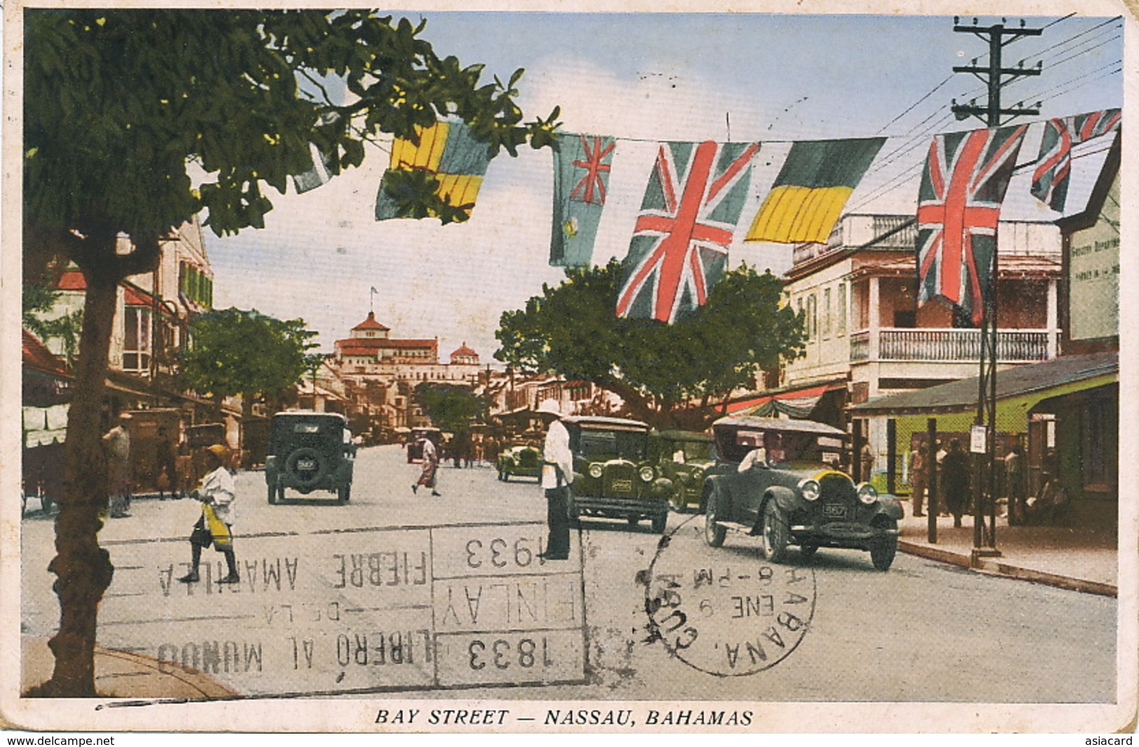 Bay Street Nassau Bahamas Stamped To Cuba - Bahama's