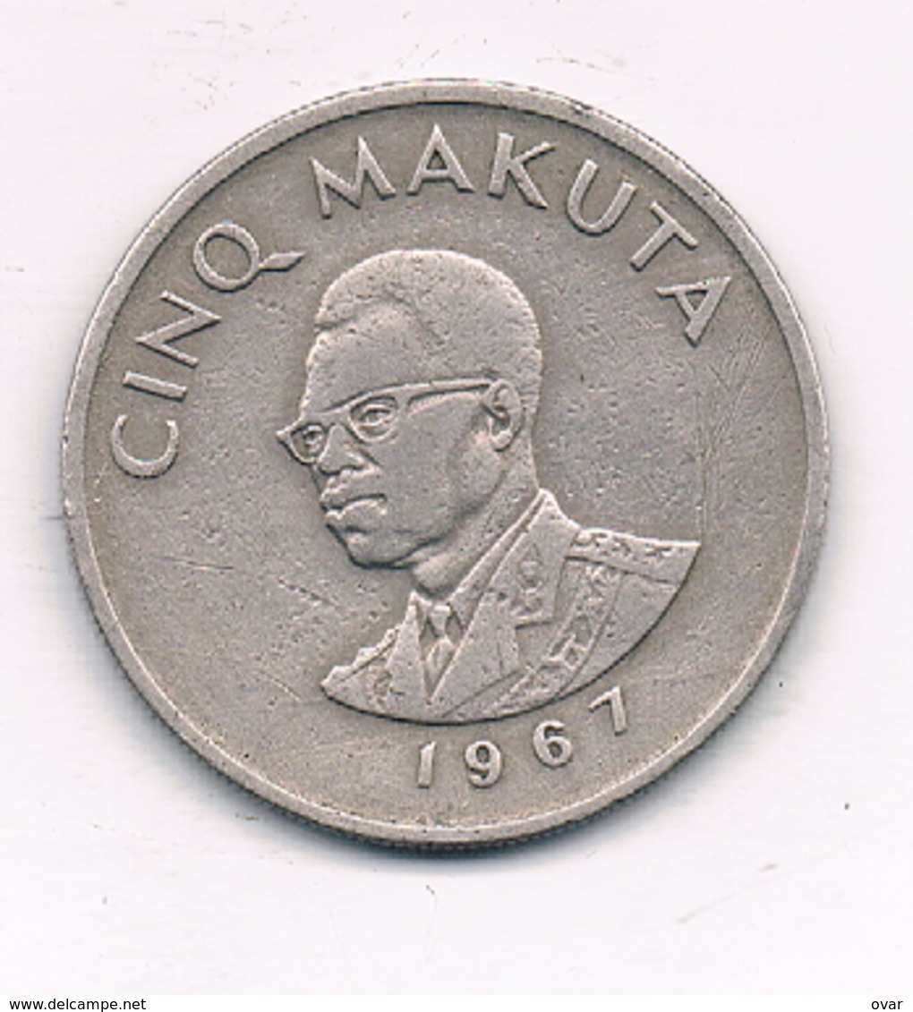 5 MAKUTA 1967 CONGO /1266/ - Congo (République 1960)