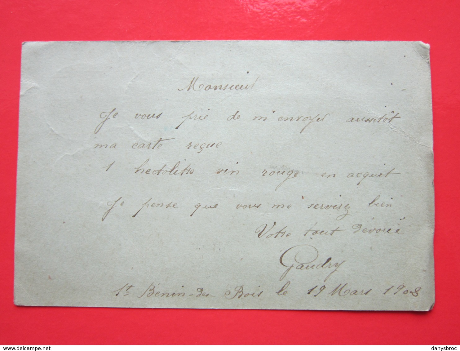 Cp écrite à St-Benin-des-Bois (58) Le 19/03/1902 Oblitérée LURCY-LE-BOURG & PREMERY (58) Timbre Entier Type MOUCHON - Cartes Postales Types Et TSC (avant 1995)