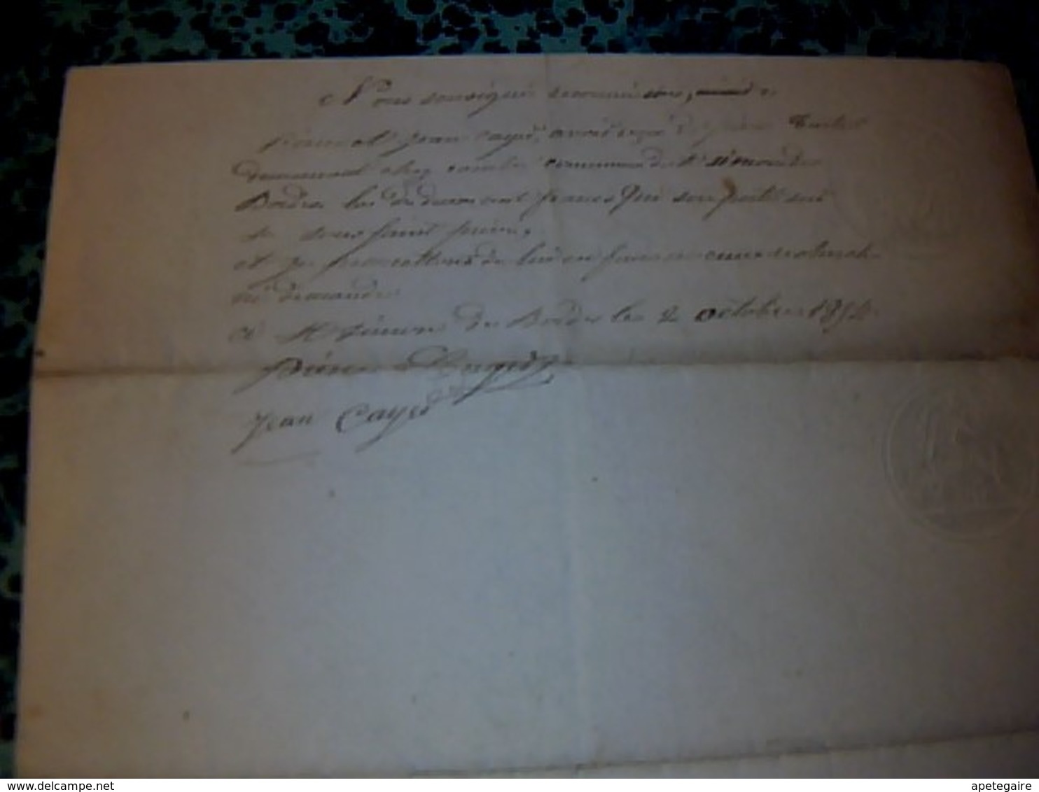 Vieux Papier De 1854 Cachet En Sus & Fiscal De35 Ct Acte De Cessation D'une Terre Labourable à St Simon De Bordes - Cachets Généralité