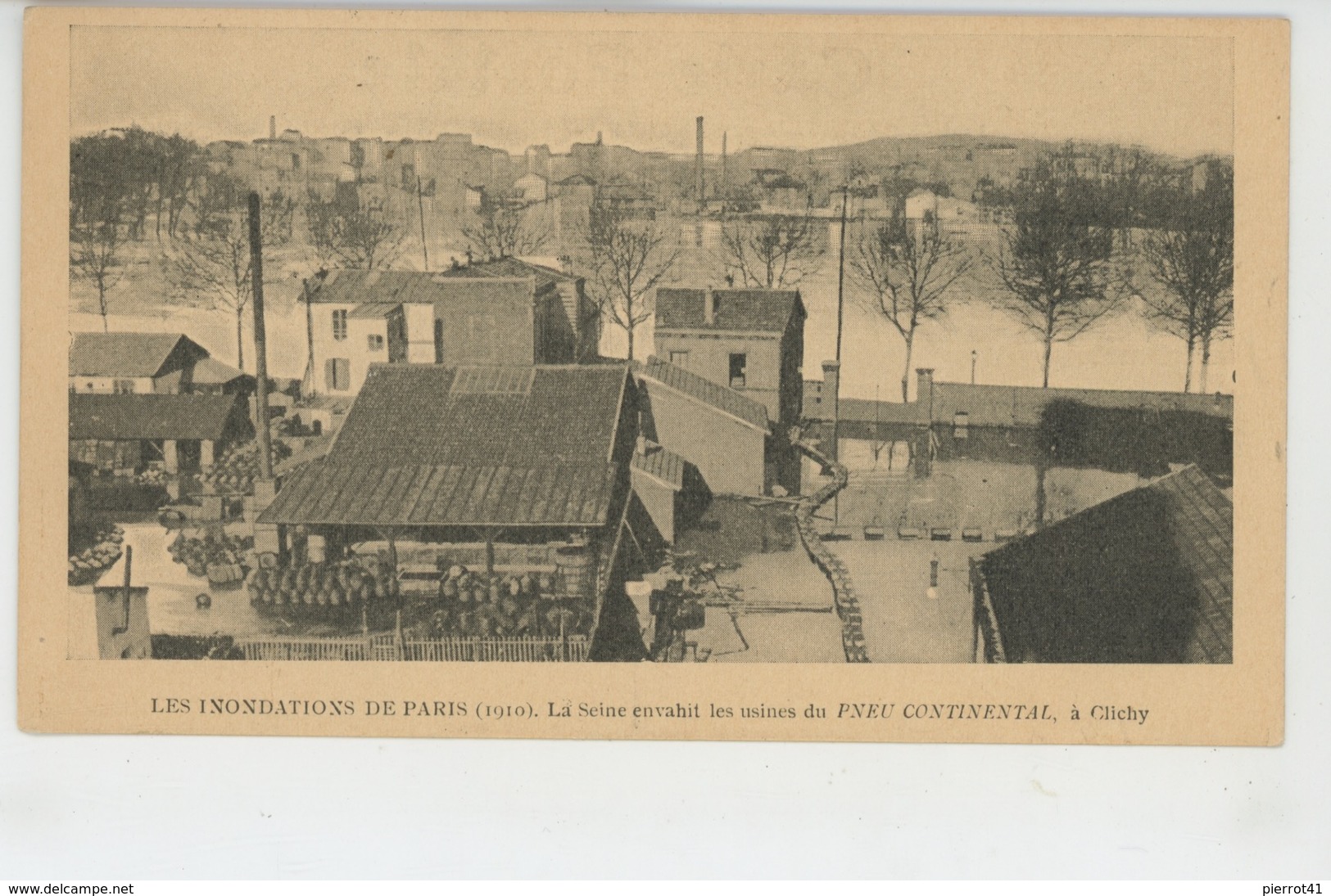 CLICHY - LES INONDATIONS DE PARIS (1910) - La Seine Envahit Les Usines Du PNEU CONTINENTAL - Clichy