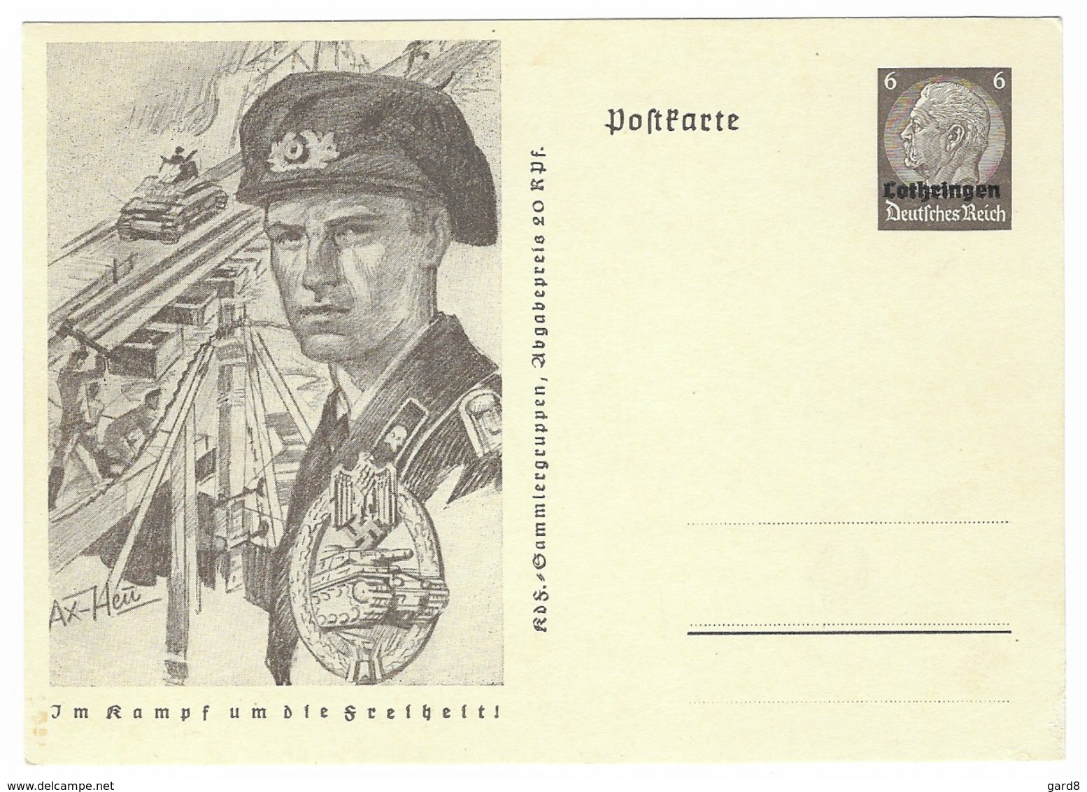 Entier Postal  - Panzer  - Epoque Du NSDAP  - Surcharge Lothringen - Guerre 1939-45
