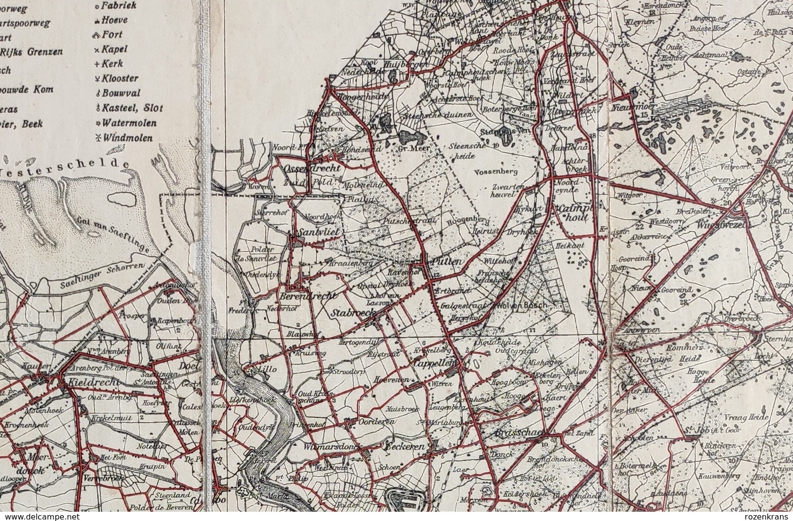 Oude Geografische  Kaart  (Jaren'20) VTB Antwerpen Kapellen Kalmthout Lillo Wilmarsdonk Mechelen Brasschaat Hulst Lier - Cartes Géographiques