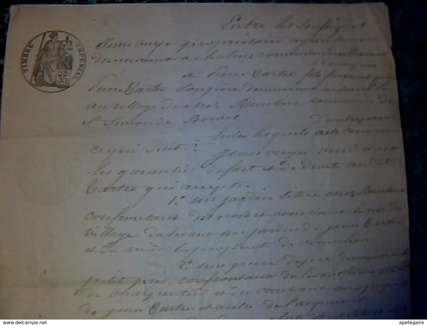 Vieux Papier De 1855 Cachet  Impérial & Fiscal De35 Ct Vente De Biens à St Simon De Bordes - Cachets Généralité