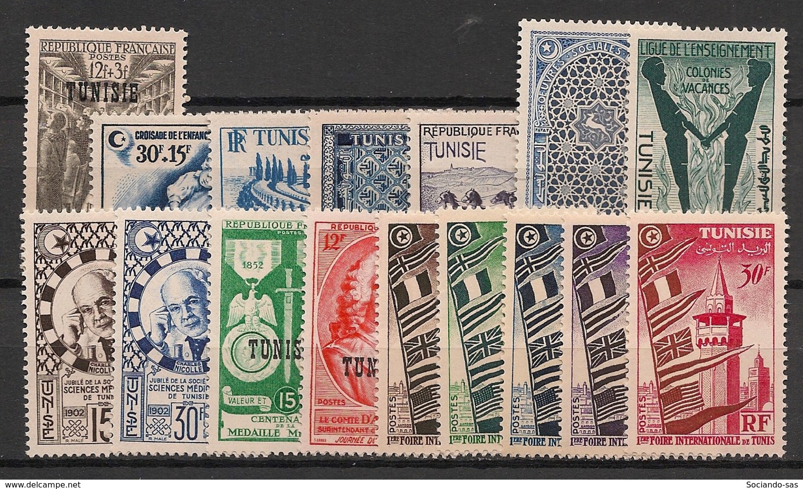 Tunisie - 1951 - 1952 - 1953 - Années Complètes Du N°Yv. 349 Au 364- 16v - Neuf * / MH VF - Nuovi