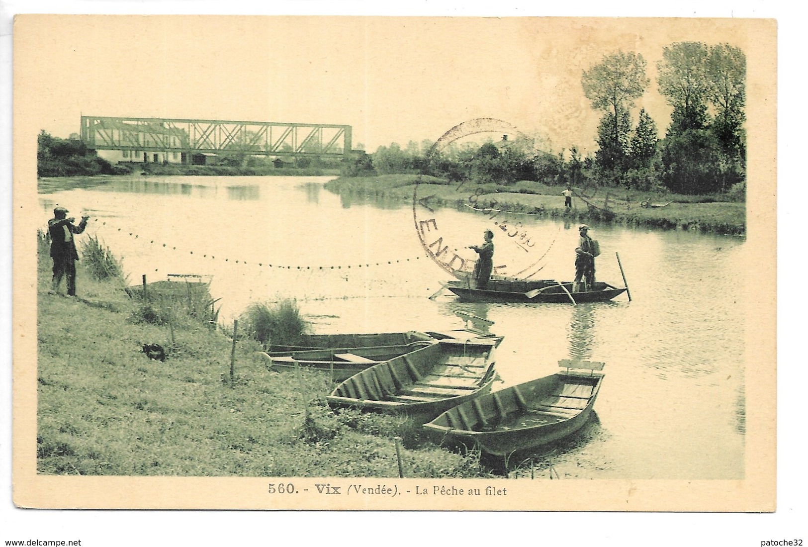 Cpa...Vix...(vendée)...la Peche Au Filet...animée...barques...1937... - Sonstige & Ohne Zuordnung