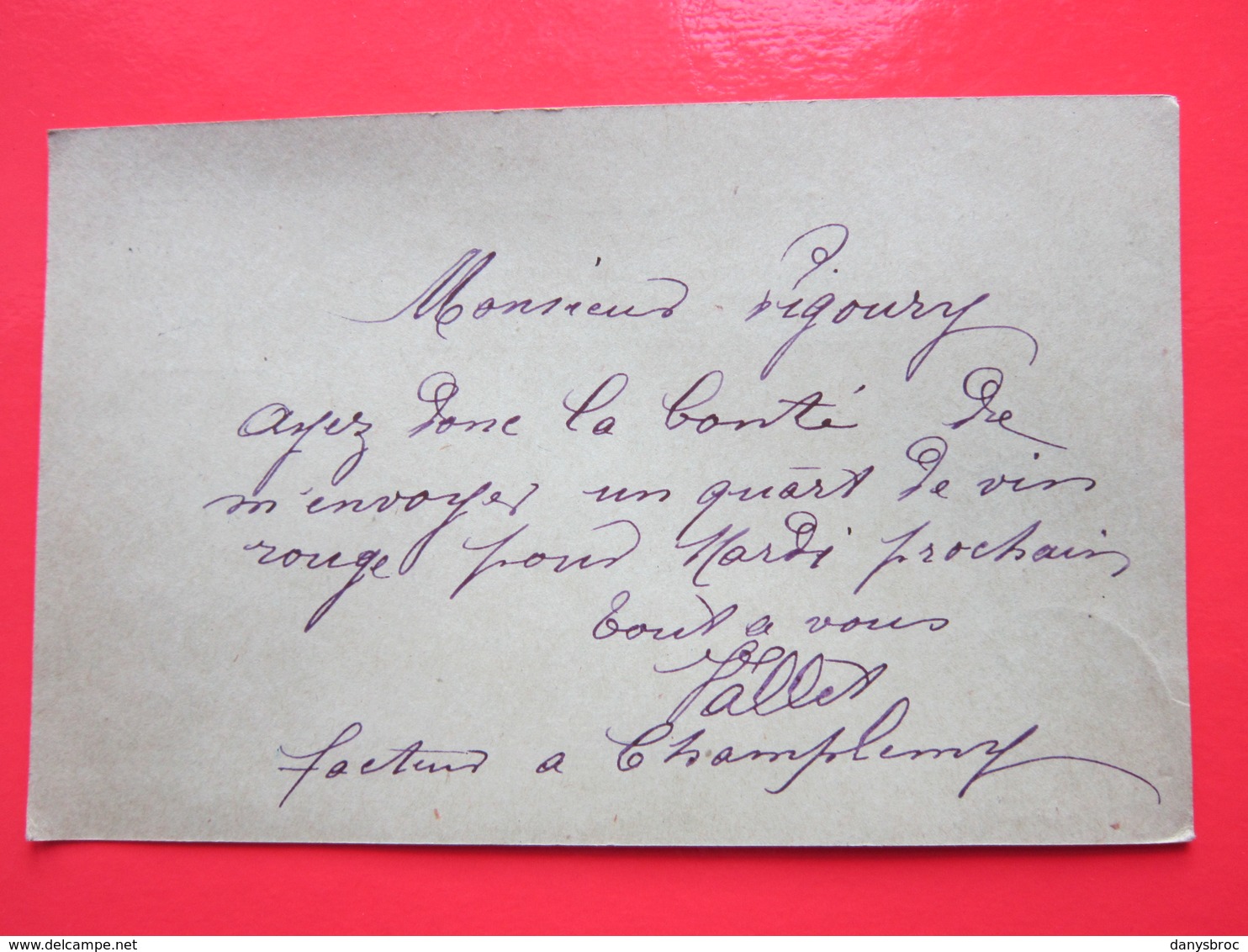 Cp écrite FACTEUR à CHAMPLEMY (58) Le 6/02/1902 Oblitérée à CHAMPLEMY & PREMERY (58) Timbre Entier Type MOUCHON - Standard- Und TSC-AK (vor 1995)