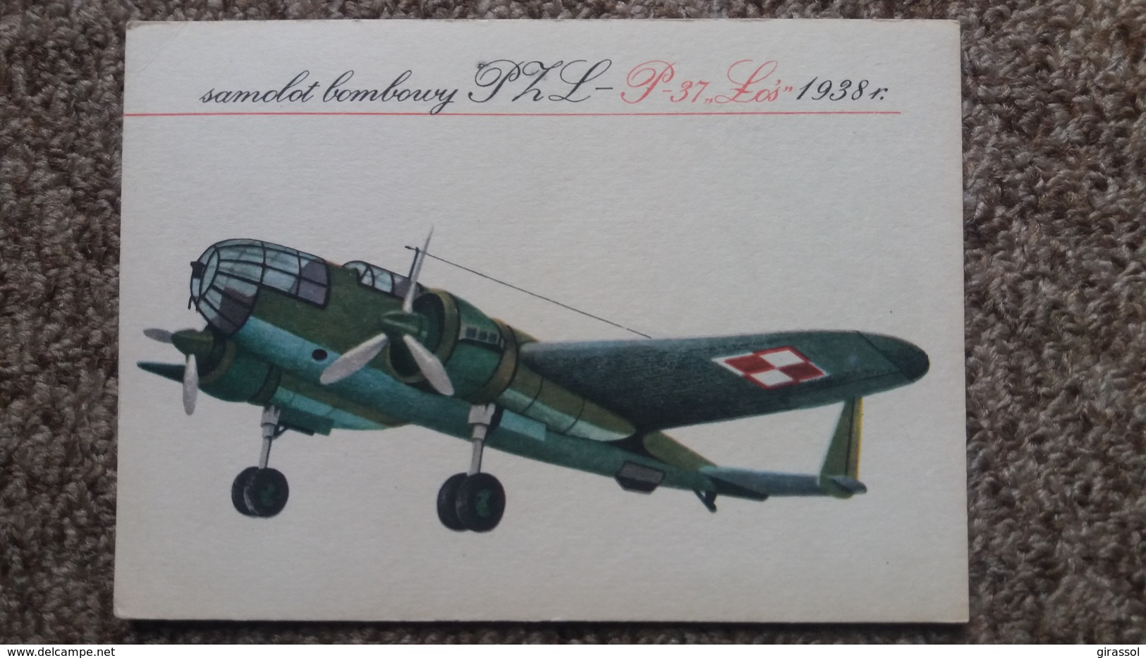 CPSM AVION SAMOLOT SAMOLOT BOMBOWY PHL P 37 LOS 1938  ANDRZEJ HEIDRICH BIURO WYDAWNICZE RUCH - 1919-1938: Entre Guerres