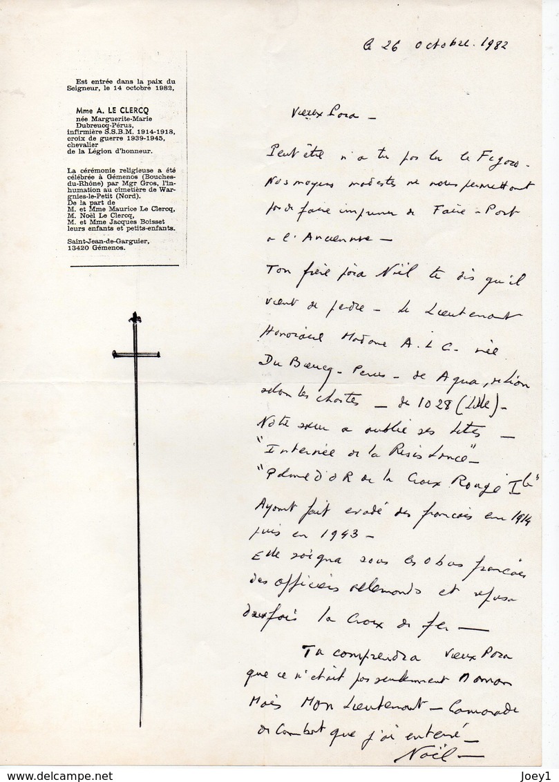 3 Dessins Commandos Paras De France 1944 Et 1 Lettre De Noel Le Clercq . - Tekeningen