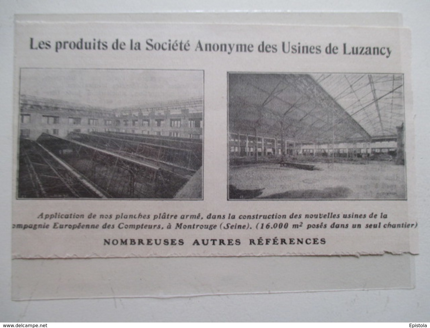 SA Des Usines De Luzancy - Réalisation Usines Compteurs De Montrouge (92)    - Coupure De Presse De 1923 - Architecture