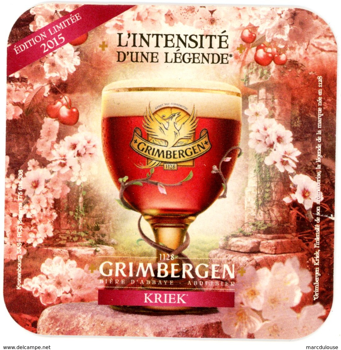 Grimbergen. Kriek. L'intensité D'une Légende. Edition Limitée 2015. Bière D'abbaye. Arôme Cerise. France. - Sous-bocks