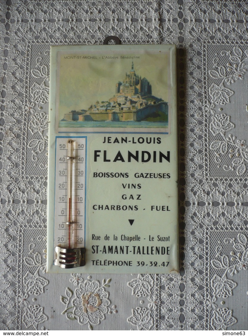 D 63  -  Saint  Amand  Tallende  - Ancien Glacoïde - Thermomètre Publicitaire - Boissons - Vins - Gaz - Charbons - Fuel - Autres & Non Classés