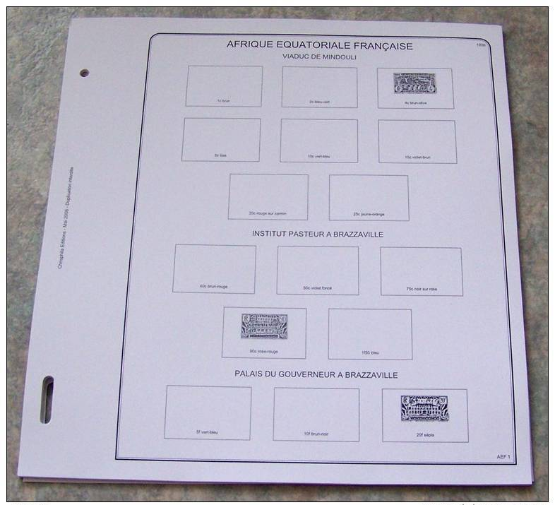 Feuilles Album AFRIQUE EQUATORIALE FRANCAISE (21 Feuilles) Avec Page De Garde (Qualité Professionnelle) - Pré-Imprimés