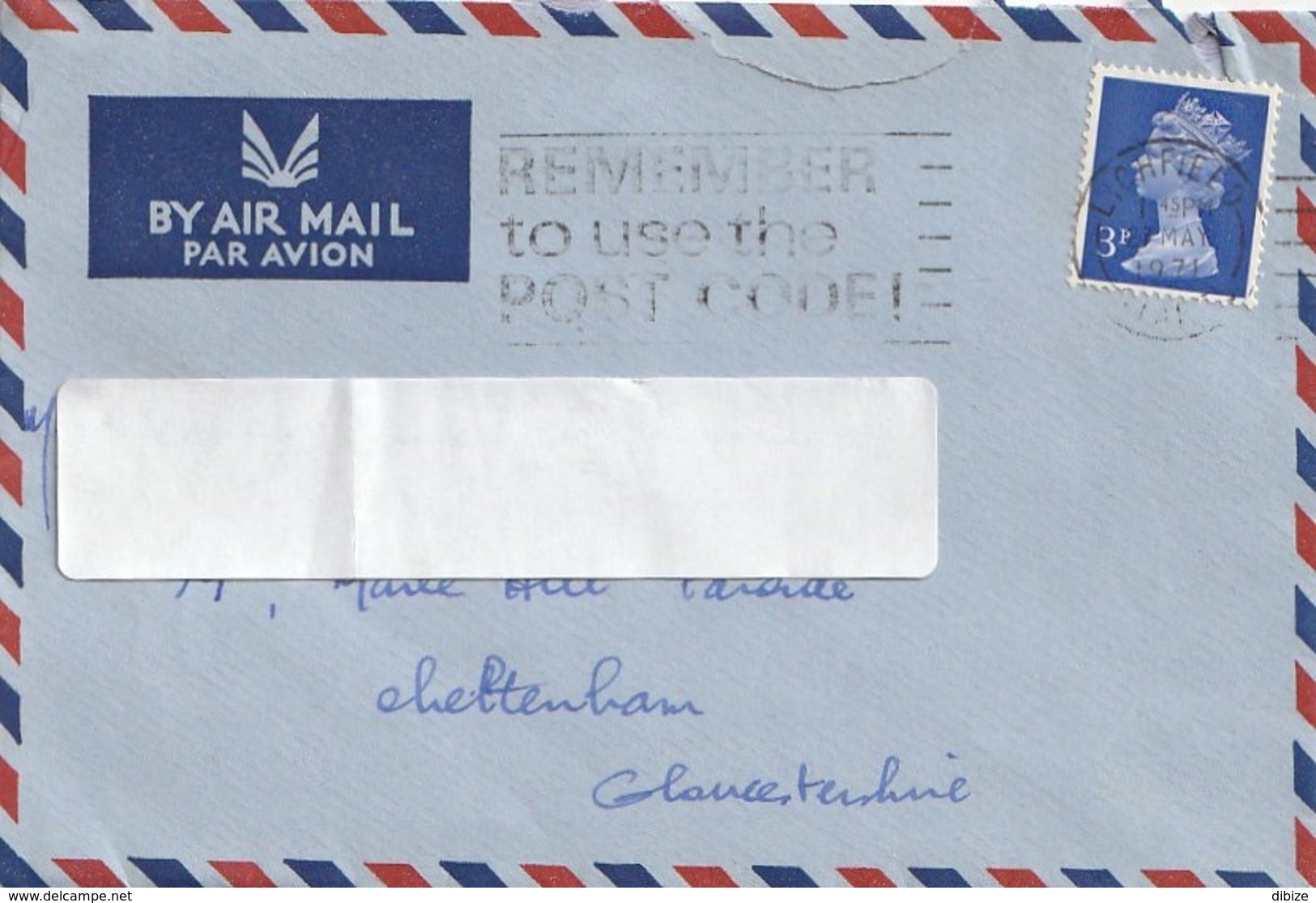 Letter  Circulated. United Kingdom. Air Mail. Stamp. Postmark Southampton. 1971. Average Condition. Tear In The Back. - Postmark Collection