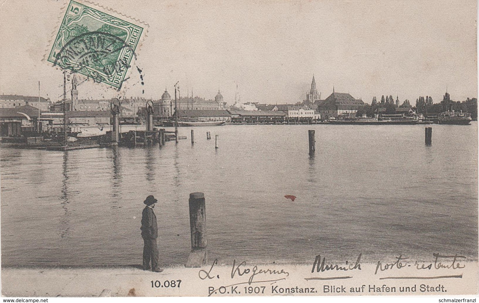 AK Konstanz Constance Bodensee Hafen Port Rheinbrücke Horst Wessel Rhein Brücke Zug Eisenbahn Train See Hotel Seehotel ? - Konstanz