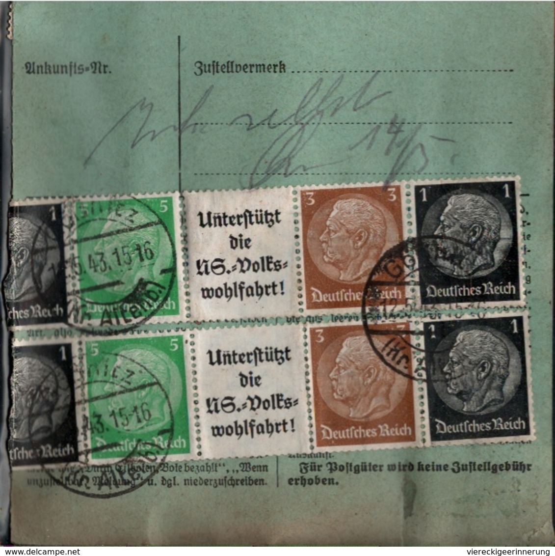 ! 1943 Paketkarte Deutsches Reich, Gößnitz Nach Leipzig , Zusammendrucke - Briefe U. Dokumente