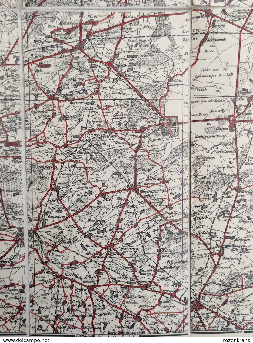 Oude Geografische Kaart (Jaren '20) VTB Hasselt Hageland Aarschot Diest Turnhout Leopoldsburg Kamp Westerlo Gheel Poppel