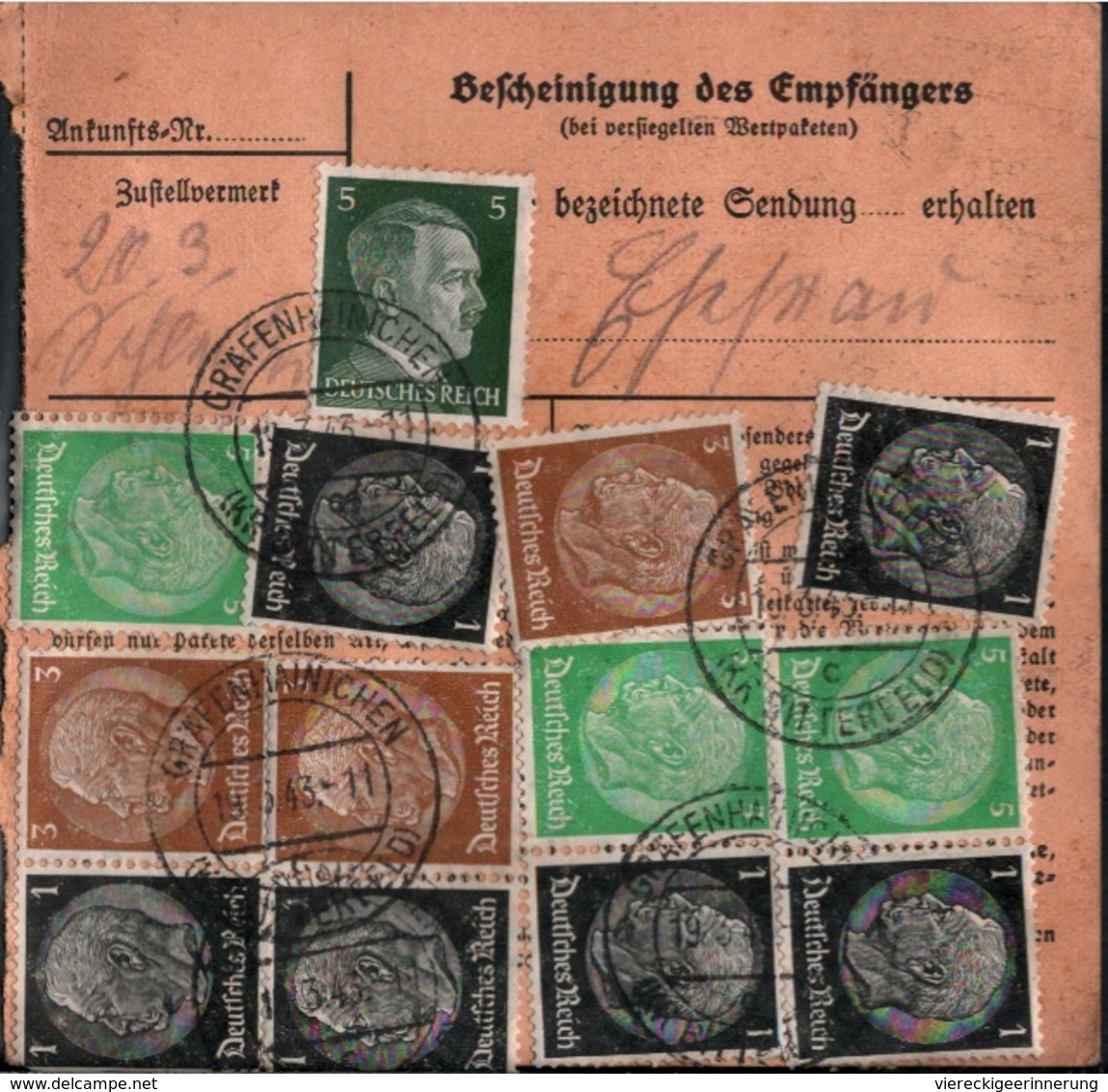 ! 1943 Paketkarte Deutsches Reich, Gräfenhainichen Nach Leipzig, Zusammendrucke - Briefe U. Dokumente