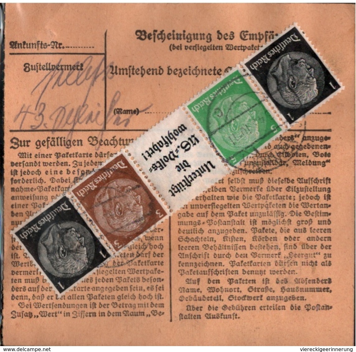 ! 1943 Paketkarte Deutsches Reich, Grafenwöhr Nach Leipzig, Zusammendrucke - Briefe U. Dokumente