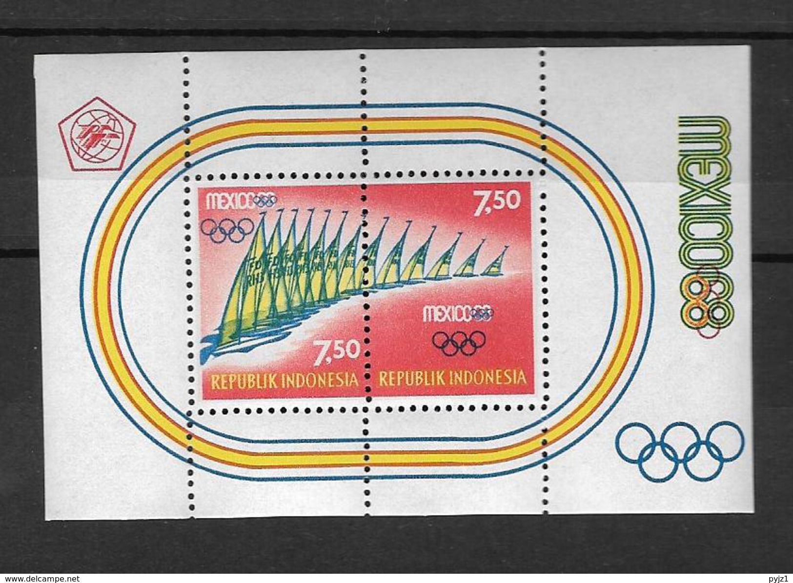 1968 MNH Indonesia Block 12 Olympic Games, Postfris** - Zomer 1968: Mexico-City