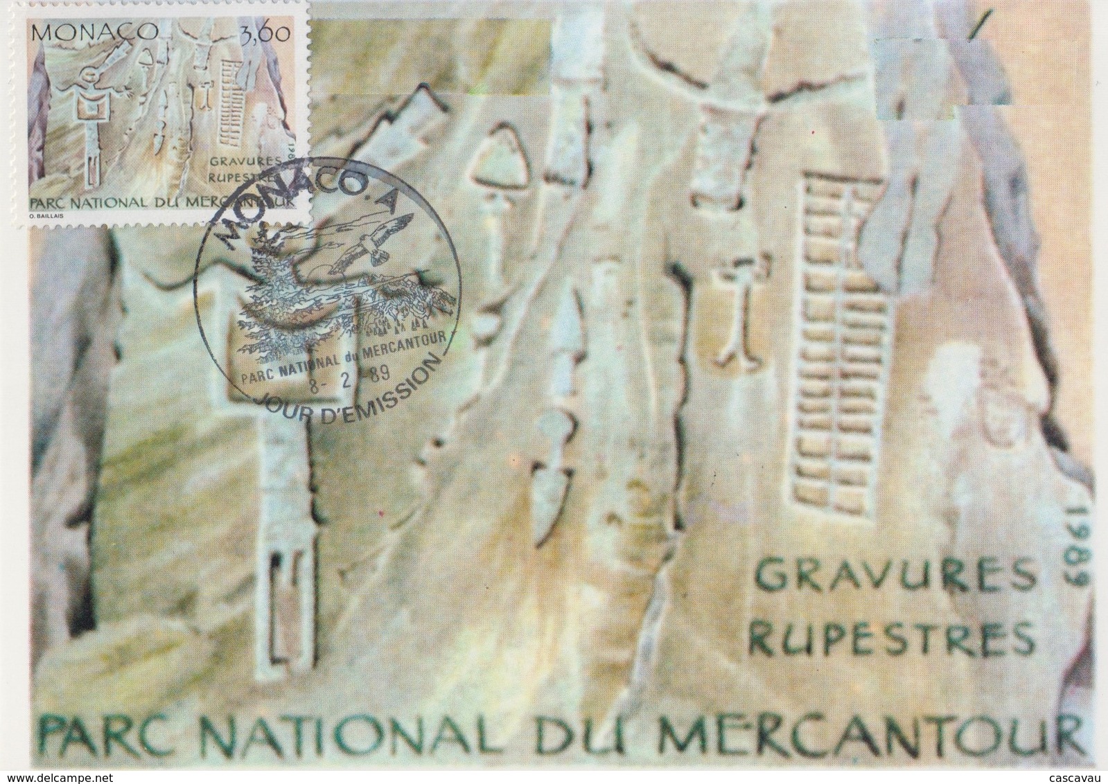 Carte Maximum  1er   Jour    MONACO    Parc  Du  Mercantour   Gravures  Rupestres    1989 - Préhistoire