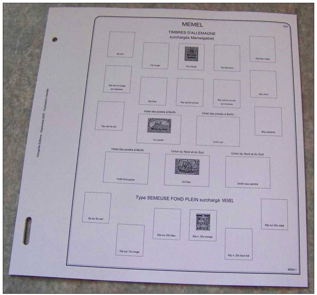 Feuilles Album MEMEL (7 Feuilles) Avec Page De Garde (Qualité Professionnelle) - Pré-Imprimés