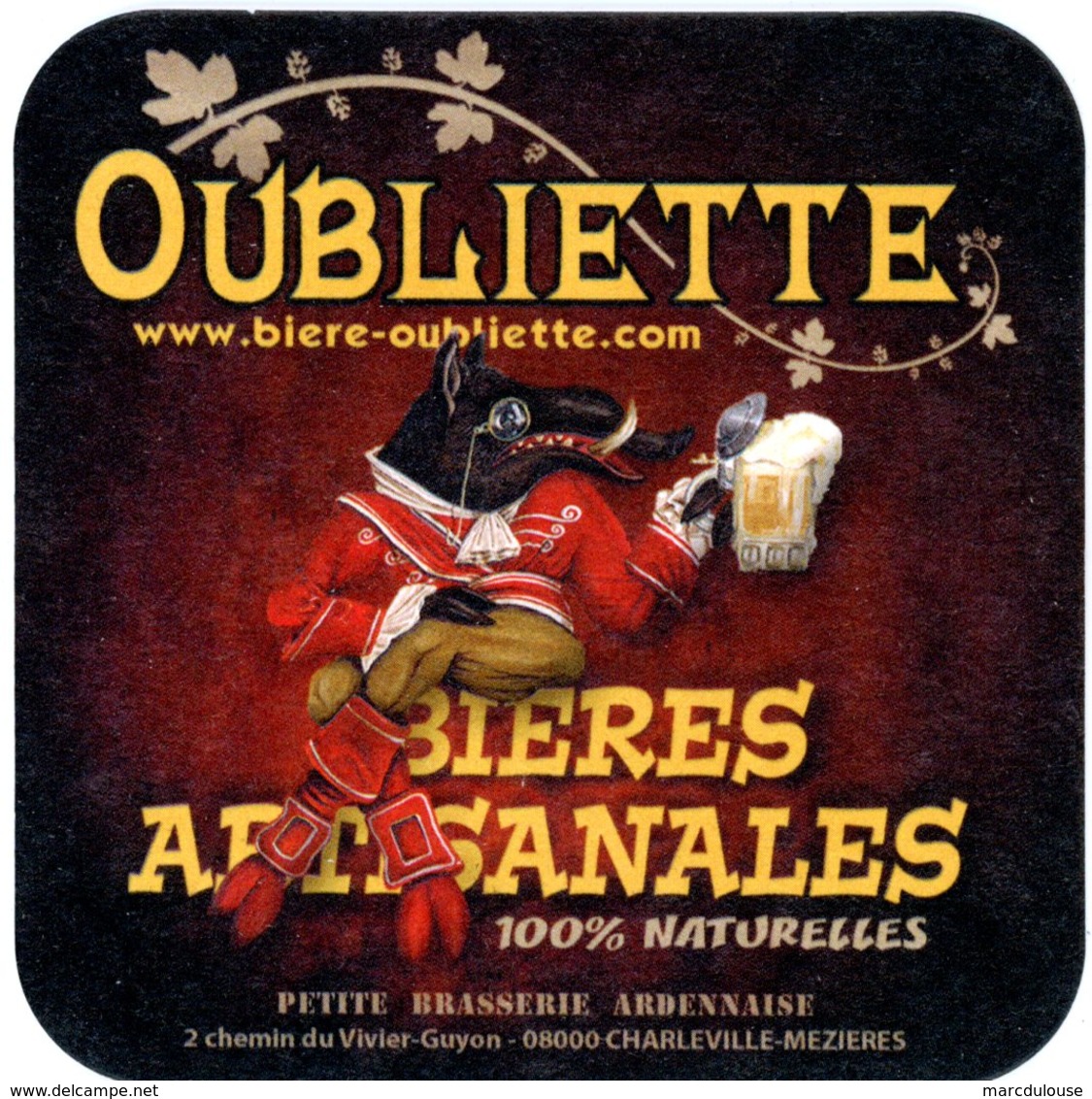 Oubliette. Bières Artisanales 100 % Naturelles. Petite Brasserie Ardennaise. Charleville-Mezières. France. - Sous-bocks