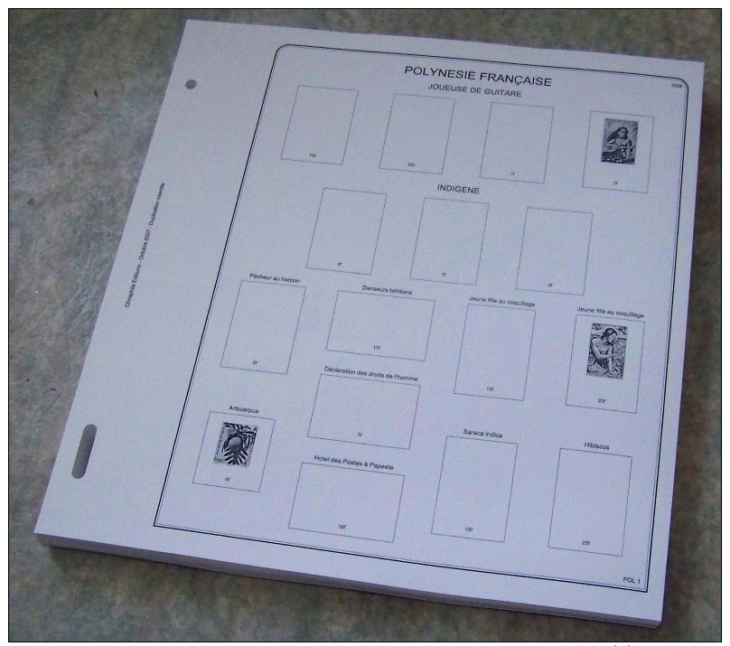 Feuilles Album POLYNESIE FRANÇAISE 1° Partie (1859-2002) (56 Feuilles) Avec Page De Garde - Pré-Imprimés