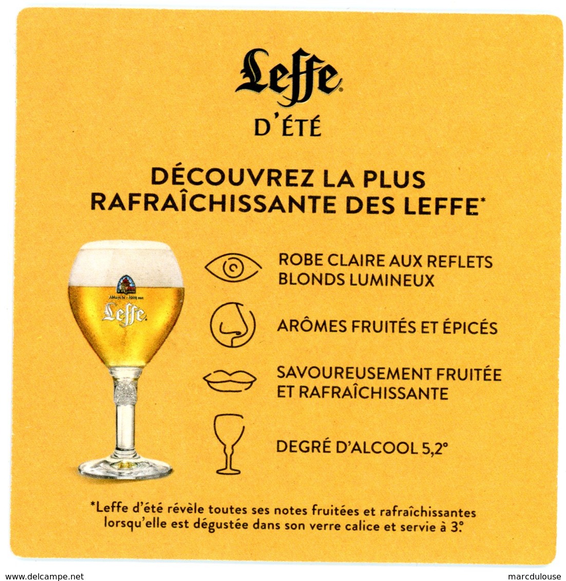 Leffe D'été. Anno 1240. Révèle Toutes Ses Notes Fruitées Et Rafraîchissantes. Robe Reflets Blonds Lumineux. France. - Sous-bocks