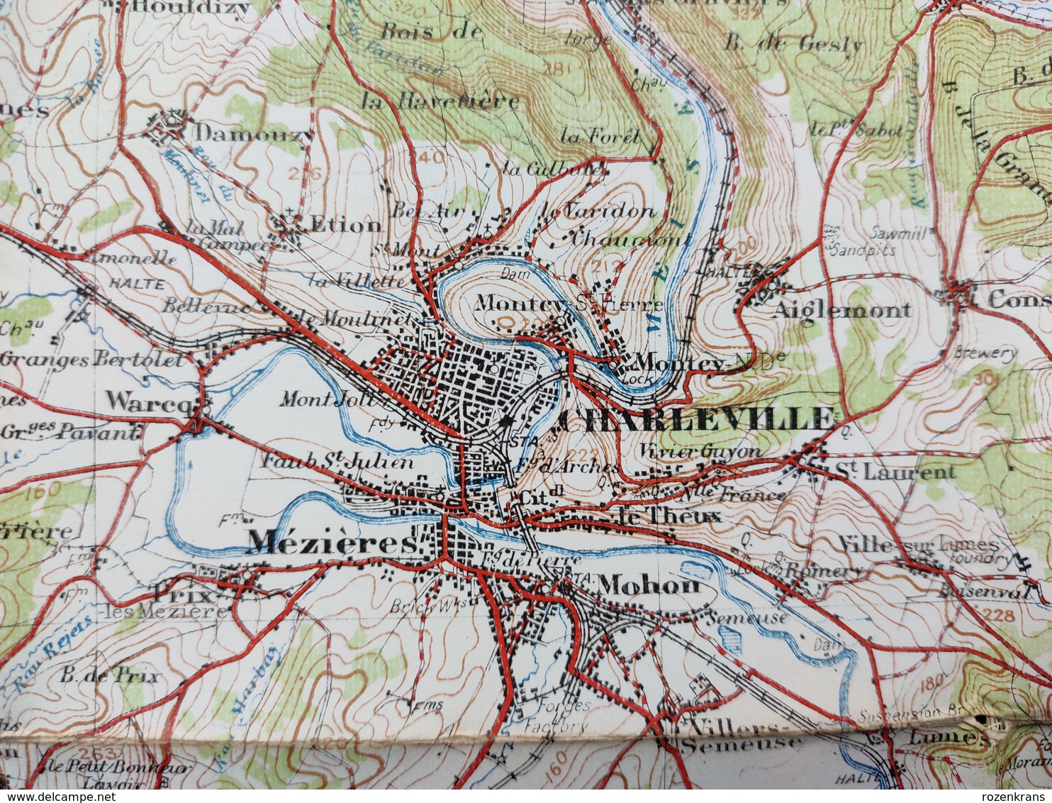 Carte Topographique Militaire UK War Office 1915 World War 1 WW1 Charlesville Mezieres Sedan Rocroi Hirson Sugny Rethel - Cartes Topographiques