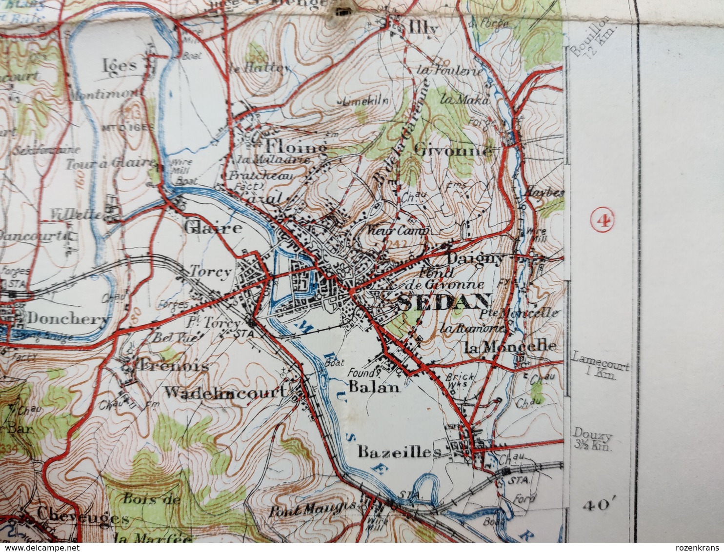 Carte Topographique Militaire UK War Office 1915 World War 1 WW1 Charlesville Mezieres Sedan Rocroi Hirson Sugny Rethel - Topographical Maps