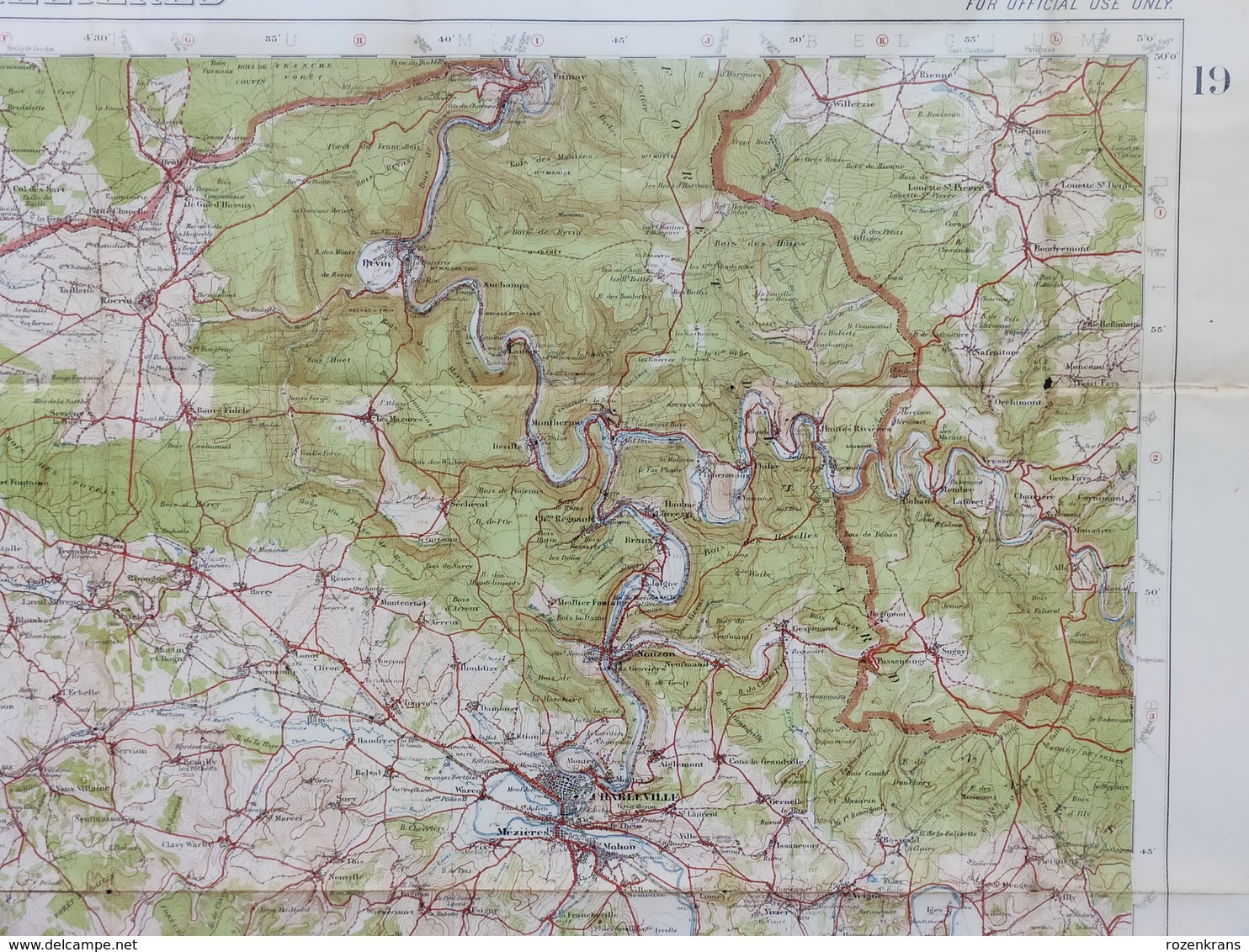 Carte Topographique Militaire UK War Office 1915 World War 1 WW1 Charlesville Mezieres Sedan Rocroi Hirson Sugny Rethel