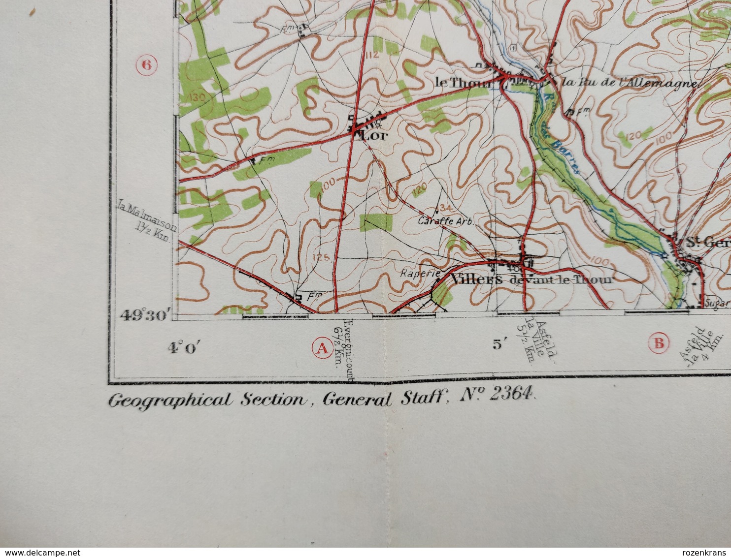 Carte Topographique Militaire UK War Office 1915 World War 1 WW1 Charlesville Mezieres Sedan Rocroi Hirson Sugny Rethel