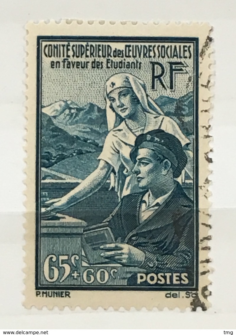 YT 417 (°) Oblitéré 1938 Oeuvres Sociales étudiants (côte 10 Euros) - Gebraucht