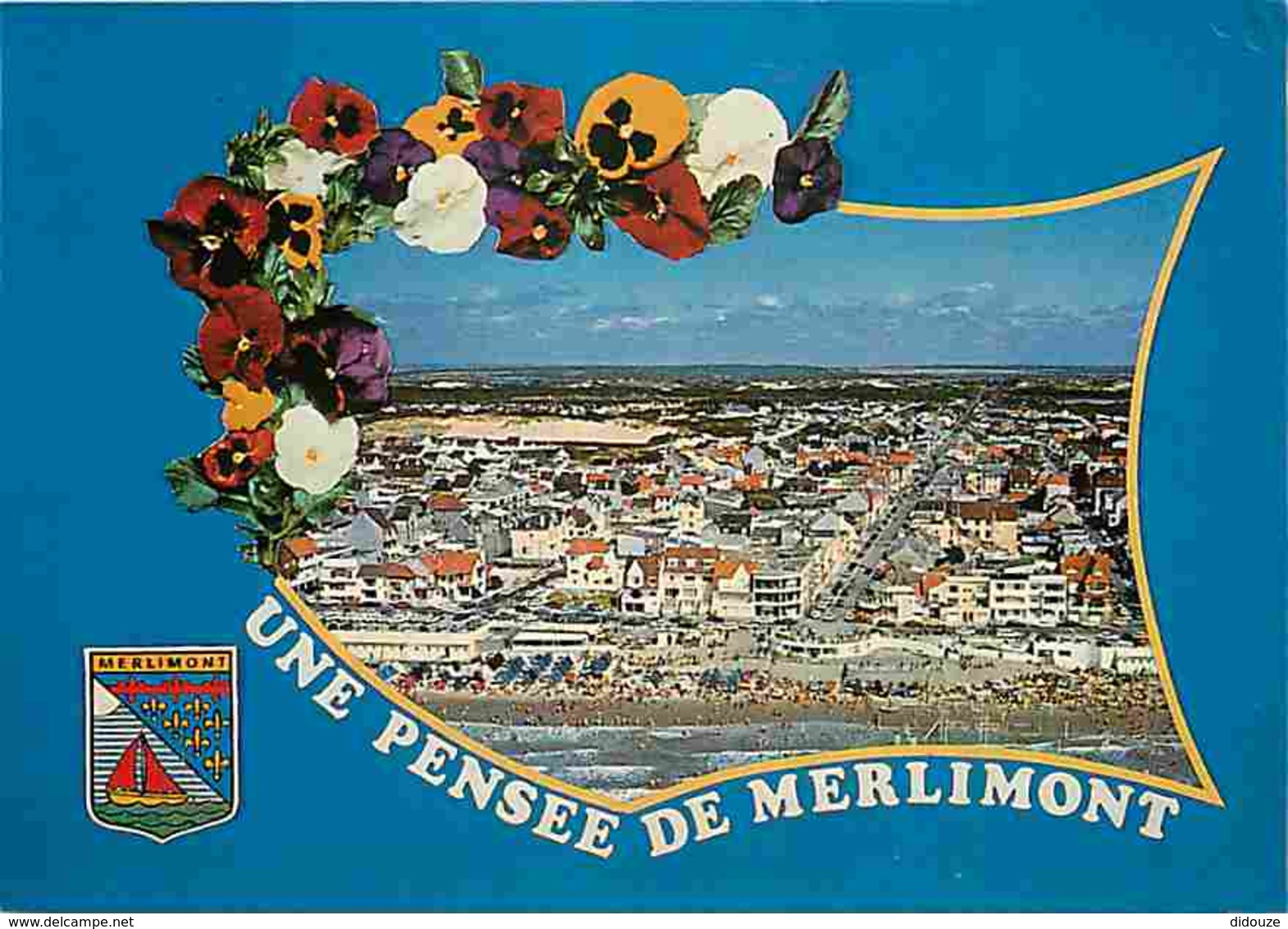 62 - Merlimont - Vue Générale Aérienne - La Plage - Blasons - Voir Scans Recto-Verso - Autres & Non Classés