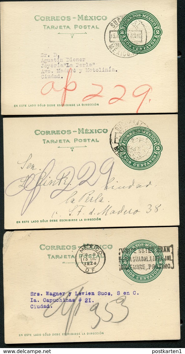 Mexico 3 Postal Cards MEPSI #PC126 II Preprinted Used CDMX 1926-27 - Mexico