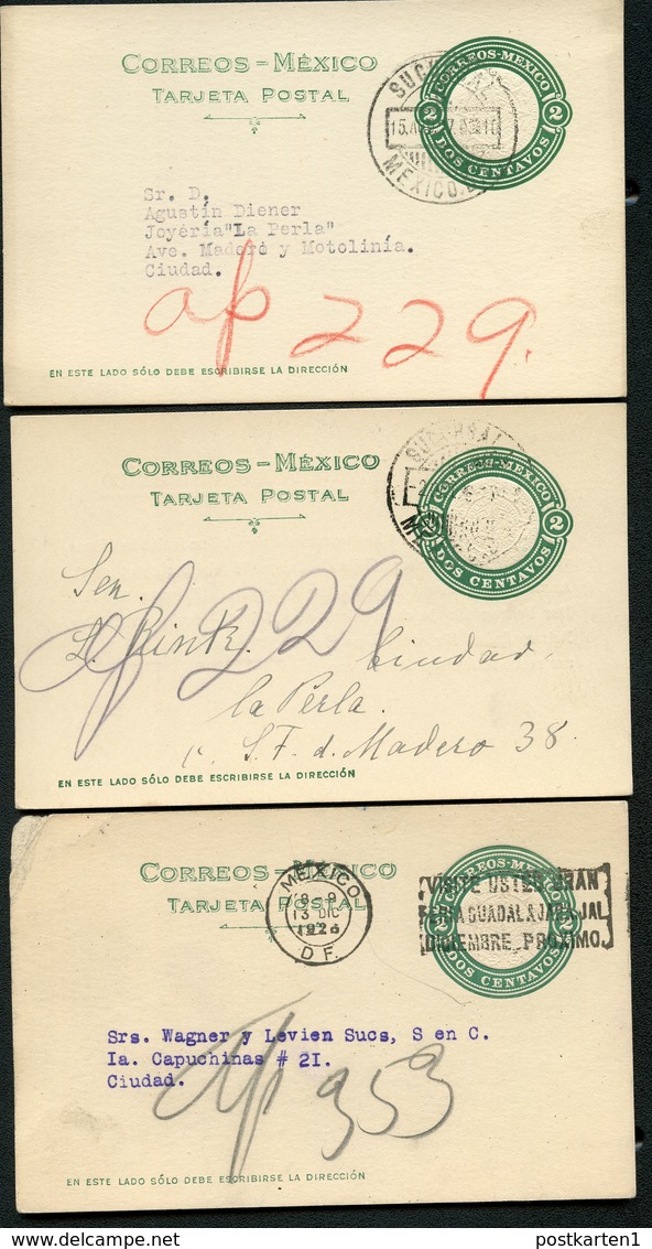 Mexico 3 Postal Cards MEPSI #PC126 II Preprinted Used CDMX 1926-27 - México