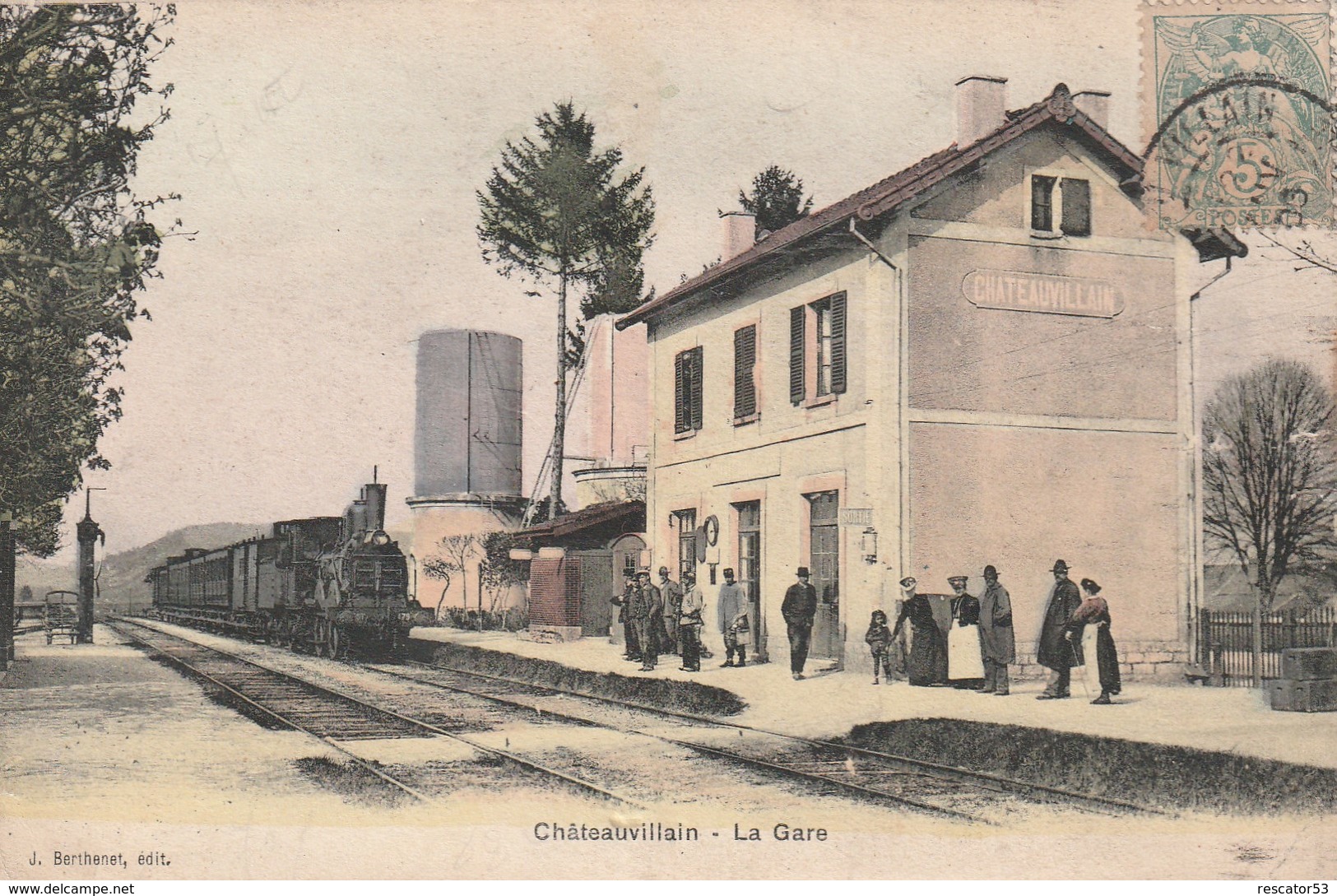 Rare Cpa Châteauvillain La Gare Belle Animation Avec Train Vapeur - Chateauvillain